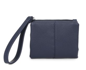 Generic Womens Faux Leather Wristlet Pouch, Zip Top Clutch with Wrist Strap, Textured Grain (Navy)