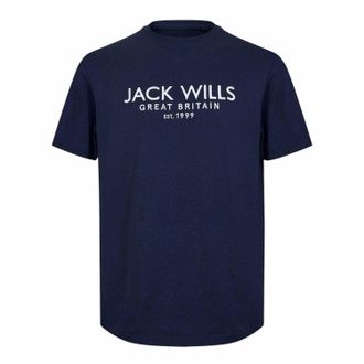 Jack Wills Heren-T-shirt met Carnaby-logo (Marine)