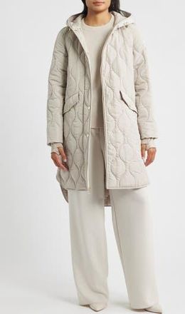 BCBGeneration Onion Quilted Hooded Long Coat in Nude at Nordstrom Rack, Size X-Small