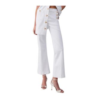 Liu Jo Flared Jeans, female, White, Size: W25 High-rise Trousers with Buttons