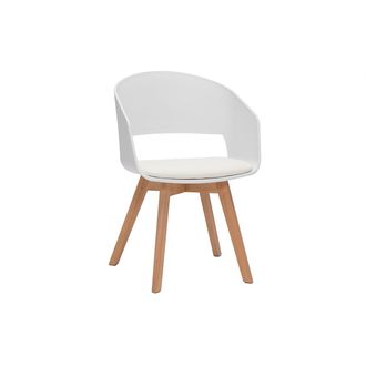 Miliboo Silla Escandinava Blanca Y De Madera Clara Prisma
