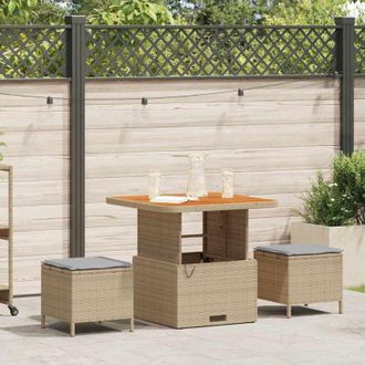 vidaXL Conjunto De Comedor De Jard&iacute;n 3 Pcs Beige Polirat&aacute;n Vidaxl