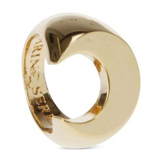 Marine Serre Rings, female, Yellow, Size: ONE SIZE Golden Brass Engraved Logo Ring