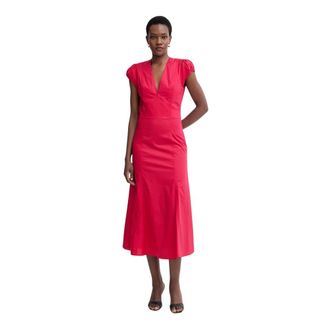 Twinset Lange Poplin Jurk - Dames - Feestkleedjes - Rood - XS - Katoen - Kleedjes