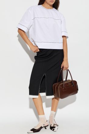 Marni T-shirt With Decorative Seam, Womens, White