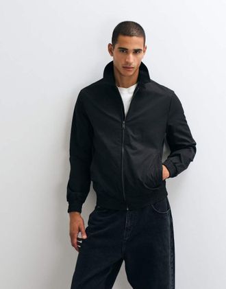Threadbare giacca nera impermeabile con zip-Nero