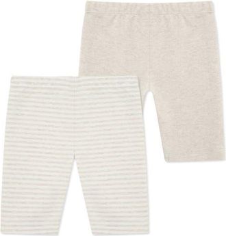 Little Me Set of 2 Assorted Cotton Leggings in Tan at Nordstrom, Size Newborn