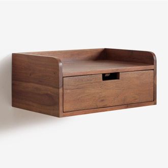 Sklum Mesita De Noche Flotante 45x30 Cm En Madera De Acacia Narbona Sklum