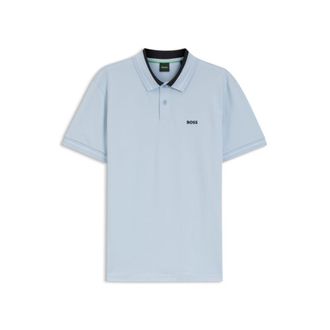 BOSS Stripe-trim polo shirt in stretch cotton