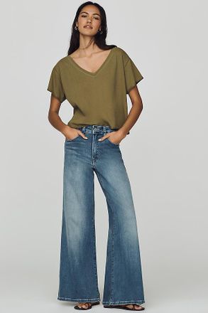Good American Soft Tech Good Waist Palazzo High Rise Ankle Jeans