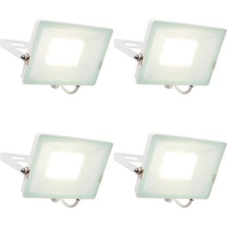 Loops 4 PACK Outdoor Waterproof LED Floodlight - 50W Cool White LED - Matt White