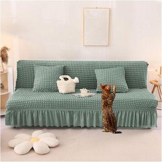 OEM Funda El&aacute;stica Para Fut&oacute;n Con Hilo De Burbujas, Sin Brazos, Lavable, Verde Niebla, Talla M (155 X 180 Cm)