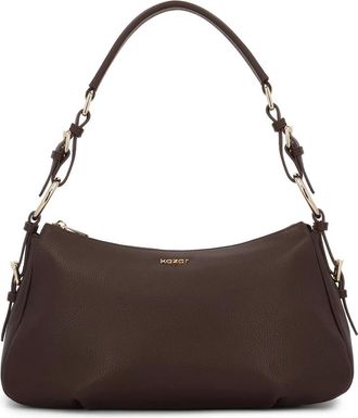 Kazar Donkerbruine leren schoudertas - Dames - Schoudertassen - Bruin - ONE Size - Leer - Tassen