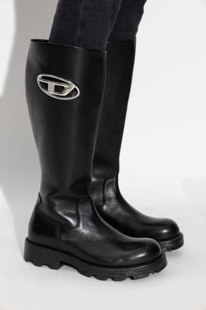 Diesel Leather Boots D-HAMMER, Womens, Black