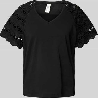 Vero Moda Regular Fit T-Shirt mit Lochspitze Modell BLASY in Black, Gr&ouml;&szlig;e XS