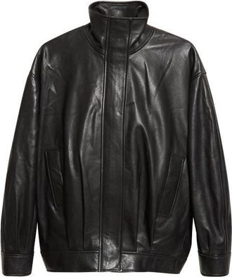 Arma Paula Leather Bomber Jacket in Black at Nordstrom, Size 40