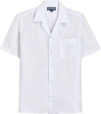 Vilebrequin Charli Bowling Linnen Shirt - Heren - Korte mouwen Overhemden - Wit - 3XL - Linnen - Overhemden
