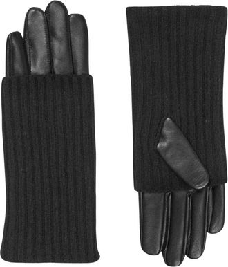 Sams&oslash;e & Sams&oslash;e Guanti in pelle con polsino lungo a coste - - Accessories - Donna - Nero - S