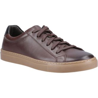 Hush Puppies Colton Leather Mens Coffee Trainers - Brown - Size UK 11