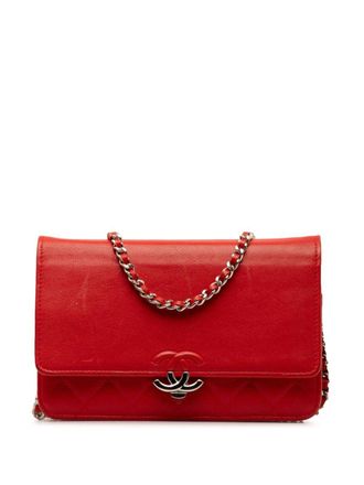 Chanel 2018 CC lamsleren Wallet on Chain crossbodytas - Rood
