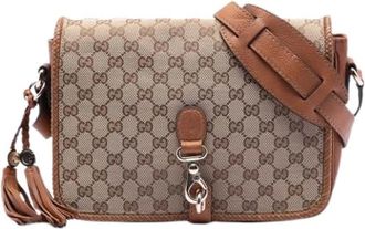 Gucci Pre-owned Cross Body Bags, female, Beige, Size: ONE SIZE Pre-owned Canvas Crossbody Bag