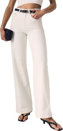 LE JEAN Juliette High Waist Wide Leg Jeans in White at Nordstrom, Size 24
