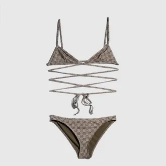 Gucci Printed Stretch Jersey Bikini, Beige, Ready-to-wear