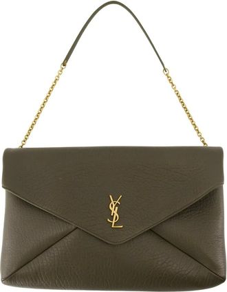 Saint Laurent Shoulder Bags, female, Green, Size: ONE SIZE Cassandre XXL Clutch