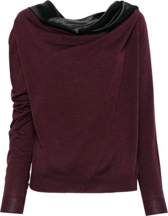 Alberta Ferretti Gezellige Wollen Trui - Dames - Ronde hals truien - Bruin - M - Wol - Truien & Vesten