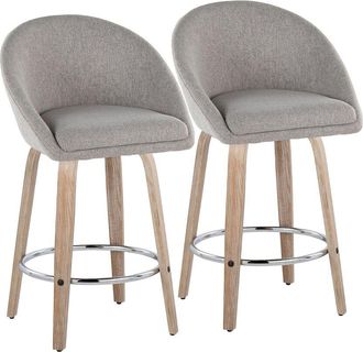 LumiSource LumiSource Set of 2 Matisse Highback 26in Contemporary Fixed-Height Counter Swivel Stools with Footrest