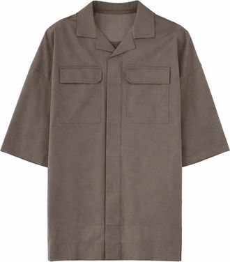 Rick Owens Magnum Tommy Shirt - Heren - Korte mouwen Overhemden - Grijs - L - Katoen - Overhemden