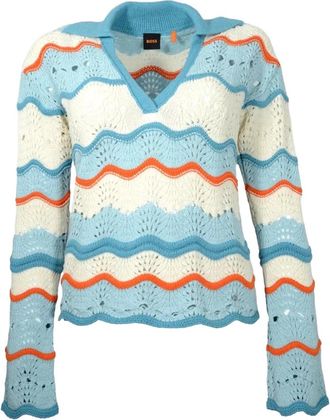 HUGO BOSS Multi Colour Sweater Simple Style - Dames - V-hals truien - Veelkleurig - M - Katoen - Truien & Vesten