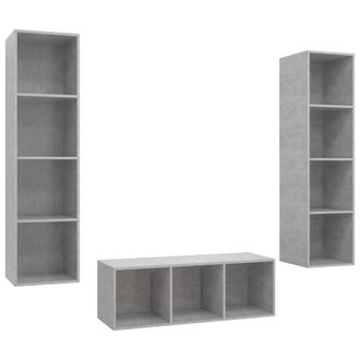 Berkfield Home 3 Piece TV Cabinet Set Concrete Grey Engineered Wood