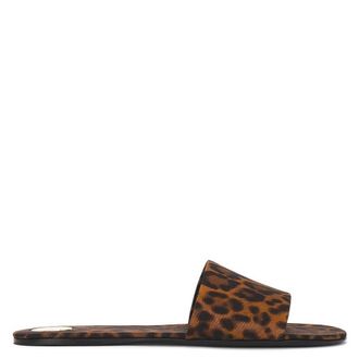 Saint Laurent Leopard Grosgrain Carlyle Slides, Brand Size 37 ( US Size 7 )