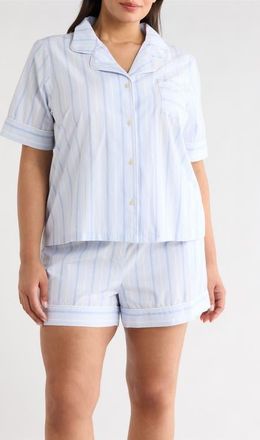 Nordstrom Classic Short Cotton Pajamas in Blue Parker Stripe at Nordstrom, Size 2X