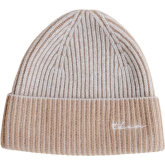 TBCo Cashmere & Merino Ribbed Two-Tone Beanie in Oatmeal Two-Tone at Nordstrom