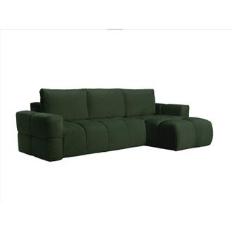Vente-Unique Divano letto angolare reversibile in Tessuto bouclette Verde - ISSORO