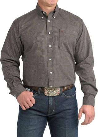 Cinch Mens Classic Print Button Down Shirt In Navy