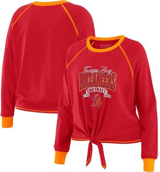 WEAR by Erin Andrews Womens WEAR by Erin Andrews Red/Orange Tampa Bay Buccaneers Plus Size Tie-Front Long Sleeve Top at Nordstrom, Size 1X