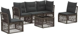 vidaXL Conjunto De Sof&aacute;s De Jard&iacute;n 6 Uds. Gris Rat&aacute;n Sint&eacute;tico Vidaxl
