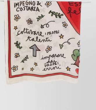 Faliero Sarti cashmere modal floral-print slogan-print scarf