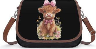 Generic Cute Highland Cow Small Womens Crossbody Bags Shoulder Handbag with Adjustable Strap for Travel