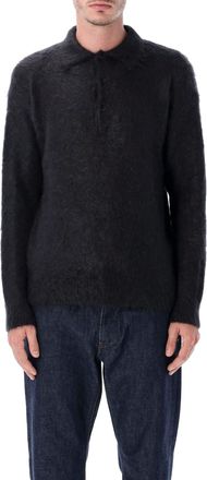 Auralee Brushed Super Kid Mohair Knit Relaxed Polo