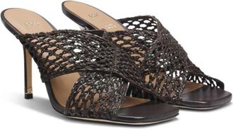 BOSS Leather sandals with woven uppers