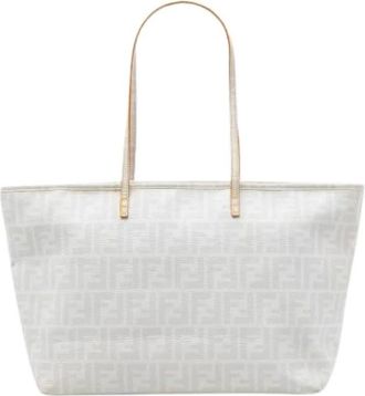 Fendi Pre-owned Tote Bags, female, White, Size: ONE SIZE Pre-owned Vintage Canvas Tote