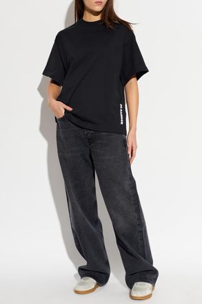 Jil Sander T-shirt With Printed Logo, Womens, Black