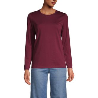 Lands End Relaxed Supima Cotton Long Sleeve Crew Neck T-Shirt in Rich Burgundy at Nordstrom, Size X-Small