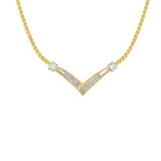 House of Brilliance 10K Yellow and White Gold 1/2 Cttw Diamond V Shape 18 Franco Chain Necklace at Nordstrom