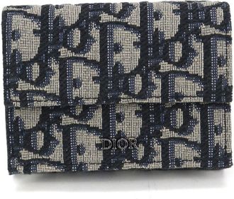 Dior Navy Jacquard Long Bill Wallet (Tri-Fold) (Pre-Owned)