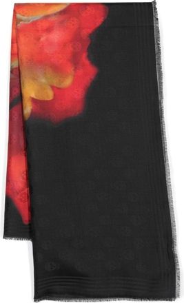 Alexander McQueen Solarised skull-pattern scarf - women - Silk/Wool - One Size - Black